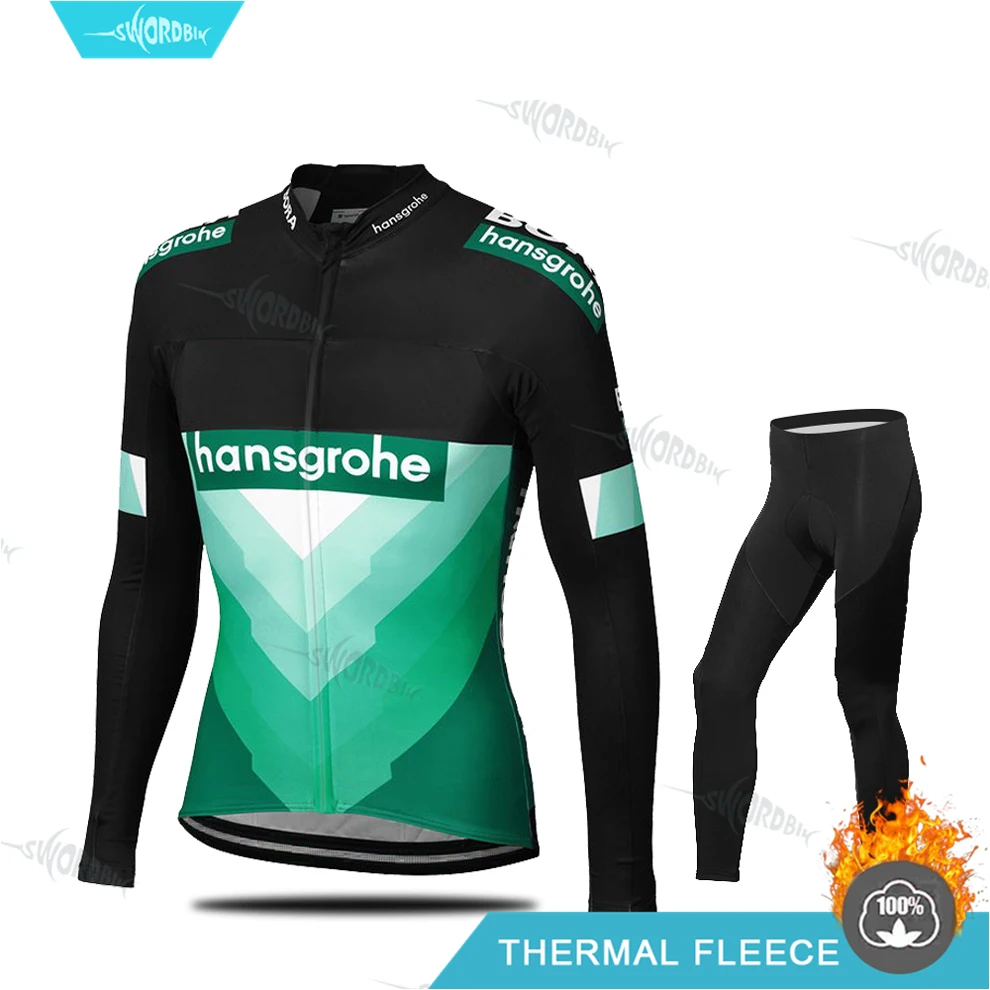 Мужская одежда для велоспорта Pro Team Boraing, зимний комплект из Джерси с длинным рукавом Hansgrohe Ciclismo, теплая флисовая одежда