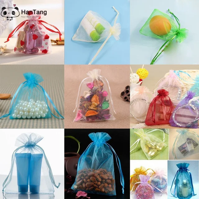 Lot De 100 Sacs En Organza Avec Cordon Serrage - Pour Dragées Mariage, Bijoux, Bonbons, Cadeaux - Taille 5x7 Cm