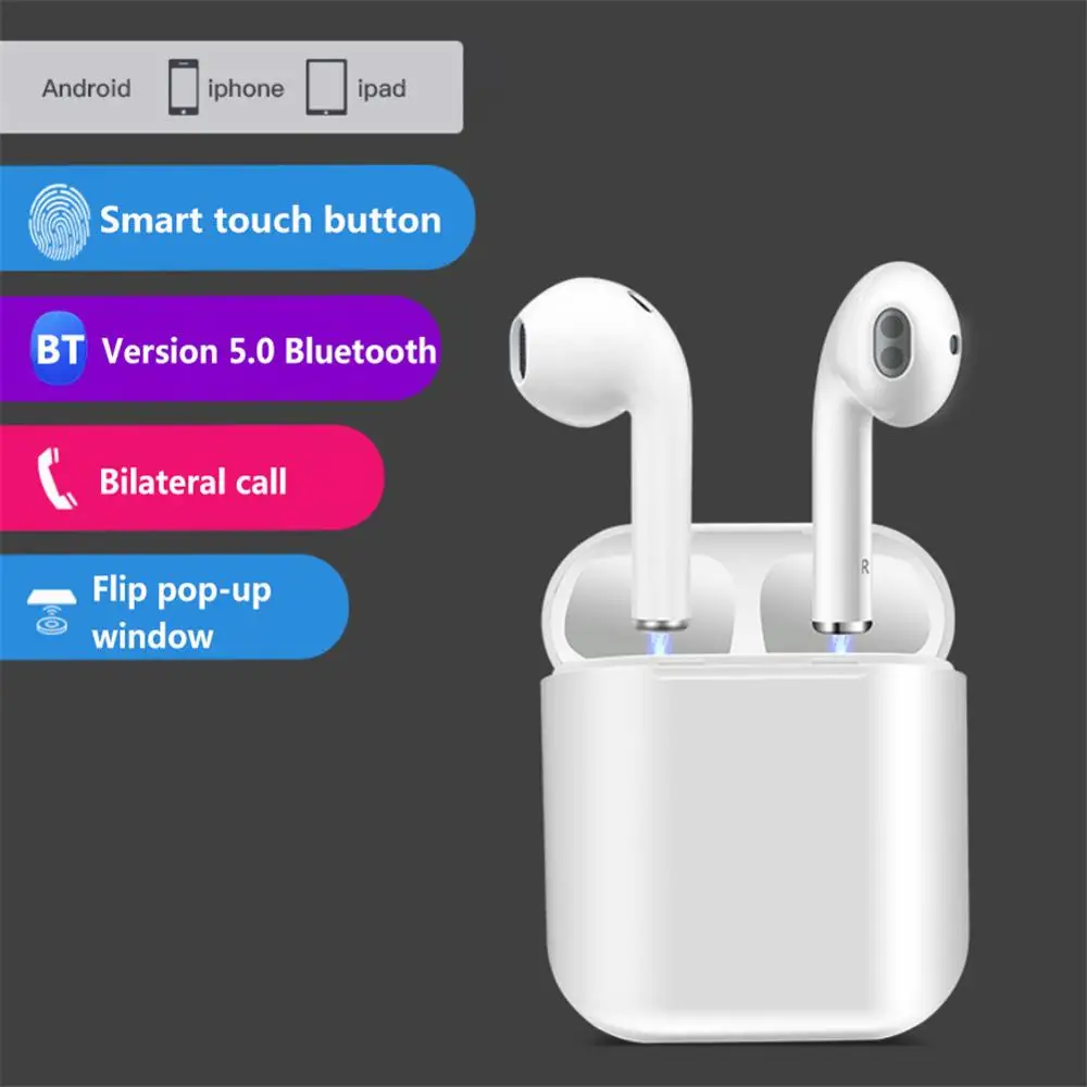 

i15 New tws bluetooth 5 earphone with mic wireless Touch headphone sport Music Headsets Stereo Earbuds For iPhone xiaomi huawei