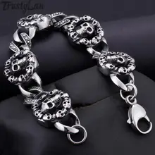 Хип прыгающее кресло-качалка готический браслет из головы черепа мужские золотые из нержавеющей стали мужские цепи браслеты Байкер ювелирные изделия для мужчин подарки лучшим друзьям