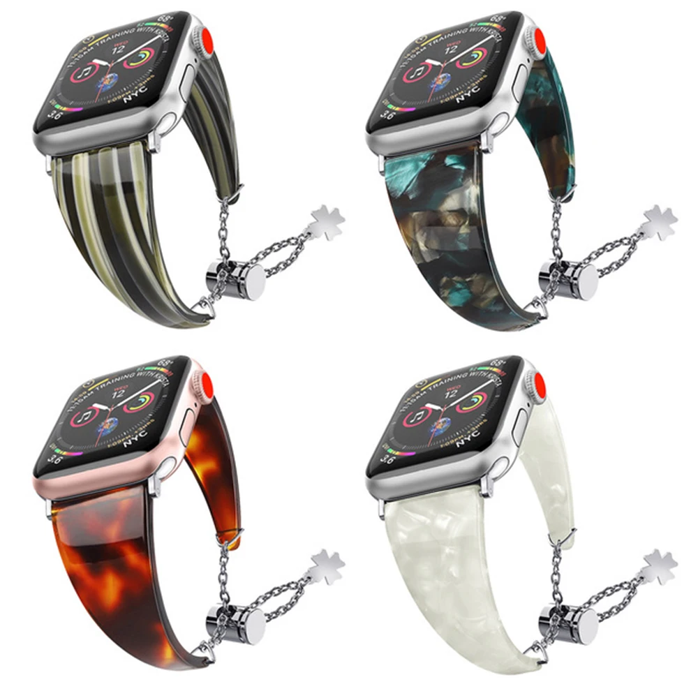 

Strap for Apple Watch Series 5 4 44mm 40mm Band Stainless Steel + Resin Bracelet Wristband for iWatch 3 2 38mm 42mm Wristband