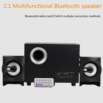 

New Wooden Multimedia Subwoofer 2.1 Bluetooth Speaker 3.5mm Audio Mobile Phone Card Bluetooth Audio Power Active Laptop Speaker