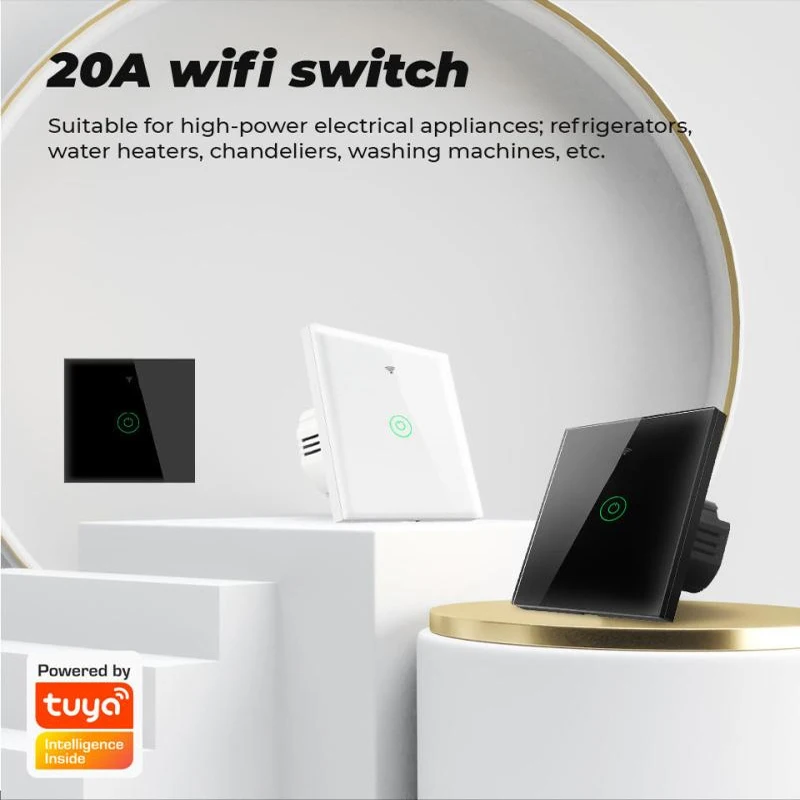 

TUYA 20A Smart Wifi Touch Wall Switch Light Water Heater Smart Life APP Remotely Control Switch Work With Google Home and Alexa