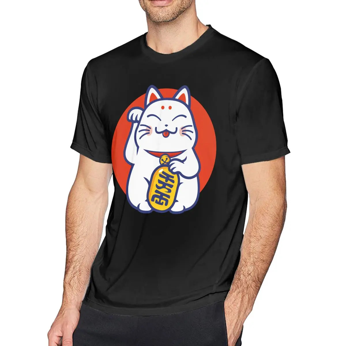 

Maneki Neko Lucky Cat T Shirt Lucky Cat Maneki-neko T-Shirt Men Print Tee Shirt 100 Cotton Funny Tshirt