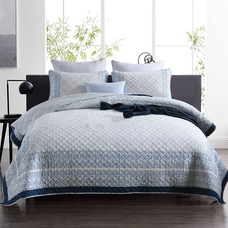 

CHAUSUB Quality Twill Bedspread Quilt Set 3pcs Amrican Cotton Quilts Quilted Bed Cover Sheets King Queen Size AB-side Coverlets
