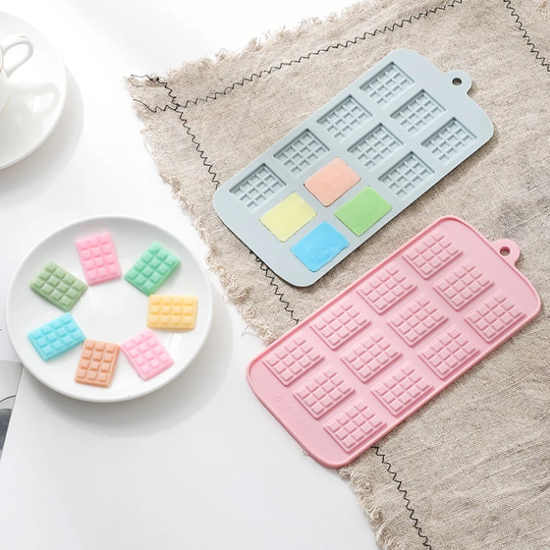 12pcs DIY Chocolate Waffle Mold Pudding Biscuit Pastry Fudge Cake Silicone Kitchen Utensils Easy Demoulding Resin | Дом и сад