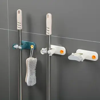 

1pc Wall Mounted Mop Holder Broom Gripper Umbrella Hanger Hook Broom Holder Storage Rack Bathroom Organizer Tools
