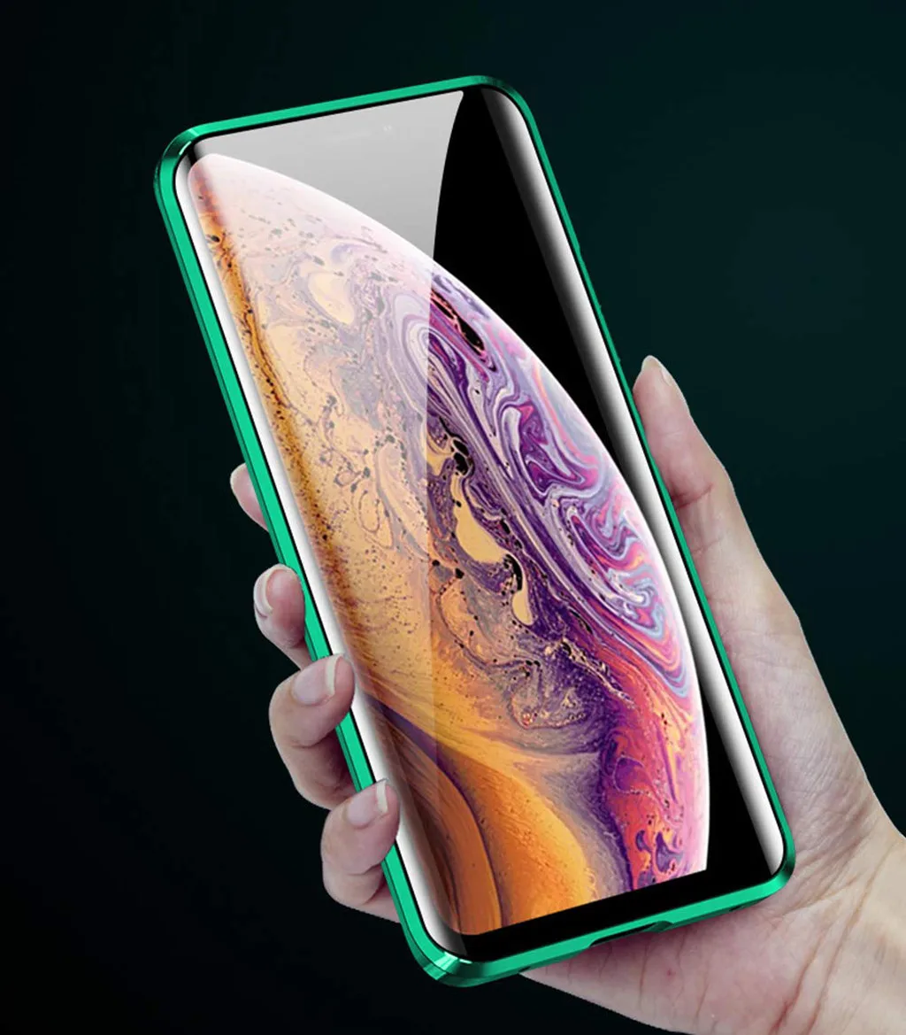 Глянцевый чехол для iPhone 11 11 Pro 11 Pro max 6,1 5,8 6,5 дюйма с магнитной адсорбцией, металлический бампер, стеклянный чехол