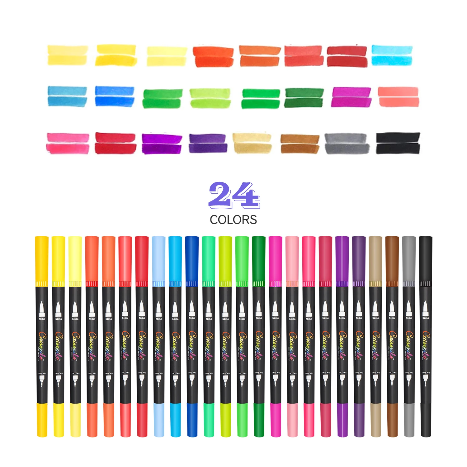 ZSCM 32 Colors Duo Tip Brush Markers Art Pen Set, Artist Fine and Brush Tip  Colored Pens, for Kids Adult Coloring Books - AliExpress