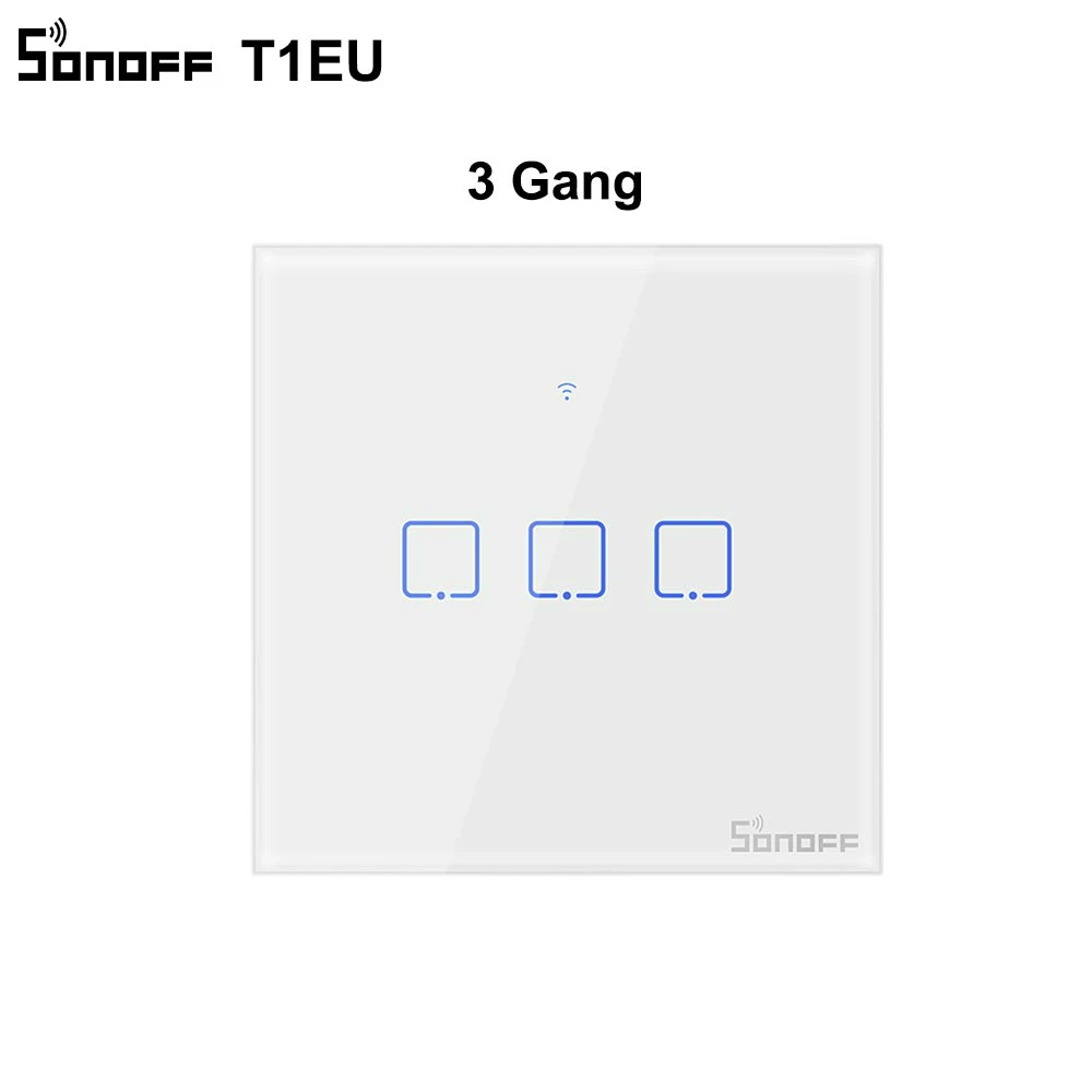 Sonoff T1 EU 3 Gang SONOFF T1 T2 T3 TX Умный дом Wifi сенсорная настенная потолочная лампа с ИК датчиком-выключателем US/UK/EU 433 RF/Voice/APP control с Alexa Google Home - Цвет: Sonoff T1 EU 3 Gang