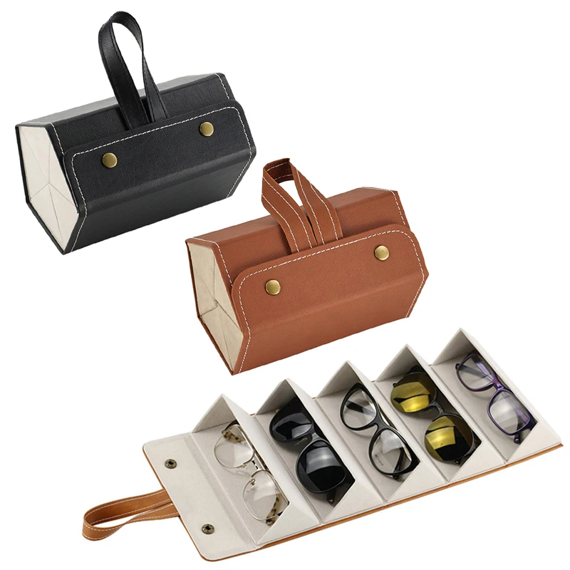 Folding Glasses Organizer PU Leather 2/3/4/5/6 Multi slot Eyeglasses