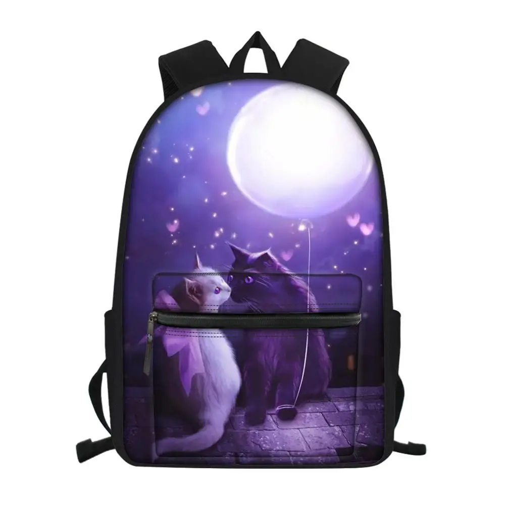 

HaoYun Children's Little Canvas Backpack Fantasy Cats Pattern School Book Bags Cartoon Animal Design Women's Travel Backpack