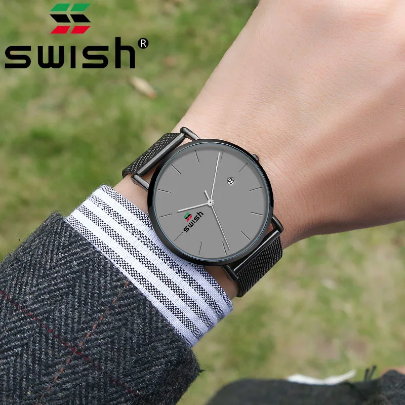

SWISH New Fashion Men Watches Quartz Wristwatches 30M Waterproof Date Watches