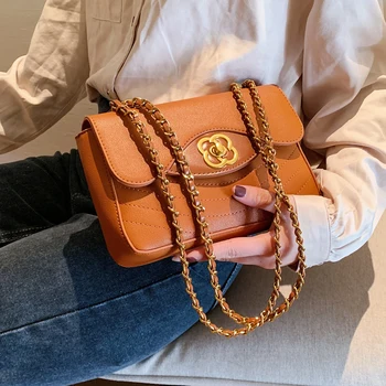 

Elegant Female Square Crossbody bag 2020 New High quality PU Leather Women's Designer Handbag Lock Chain Shoulder Messenger Bag