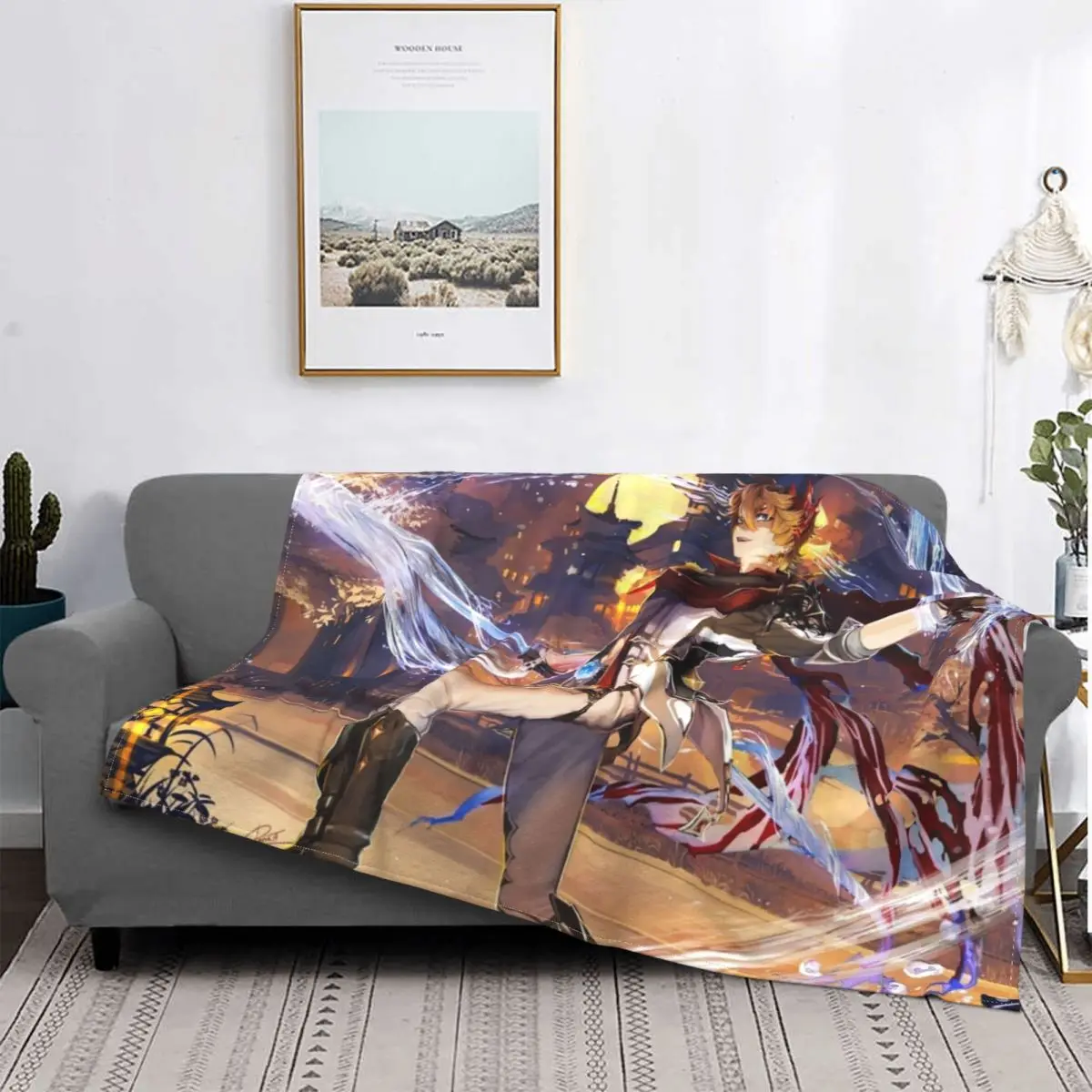 

Tartaglia Genshin Impact Blanket Flannel Fleece Anime Plush Warm Ultra-soft Throw Blankets For Bedspread Bedding Bedroom Quilt