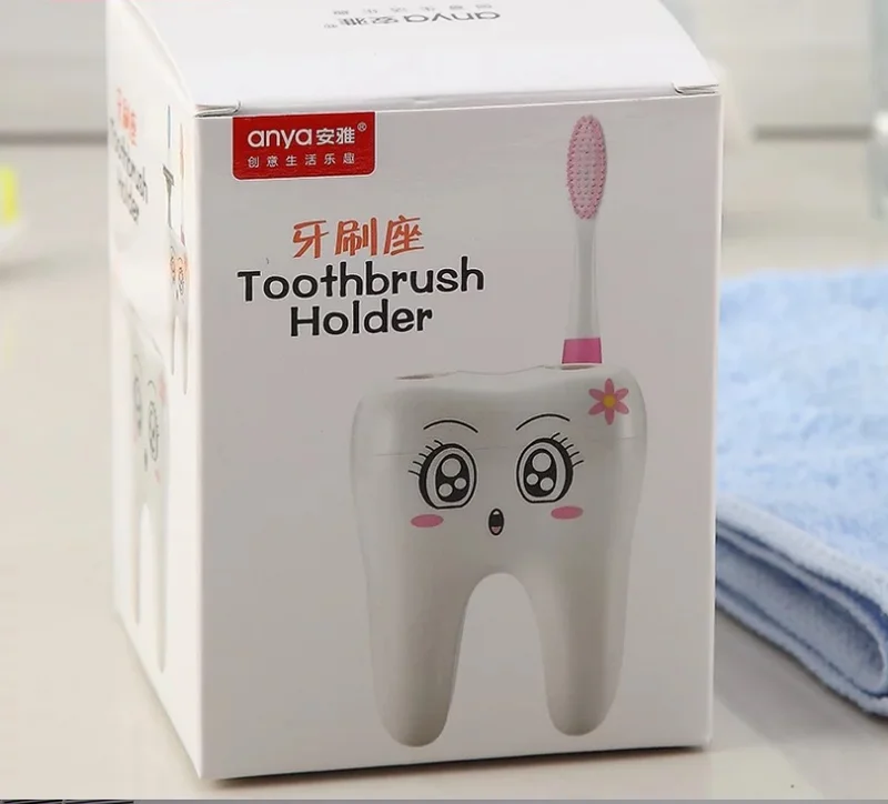 Мультяшная зубная щетка с 4 отверстиями, подставка для зубных щеток, полка для зубных щеток, бритва, держатель для хранения для ванной комнаты
