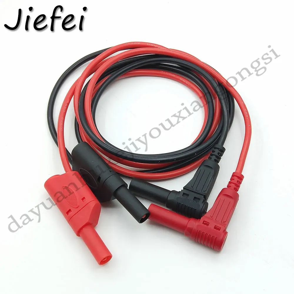 

10-20Pcs 4mm Banana Plug Test Lead Soft Silicone Cable Safe Stackable Male Plug to Right angle 4mm plug 1M Wire 16AWG 1000V/10A