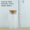 6 Piece 47*80mm 90ml Cork Glass Bottle Stopper Spicy Storage Jar Bottle Containers Glass spice candy Jars Vials DIY Craft 6