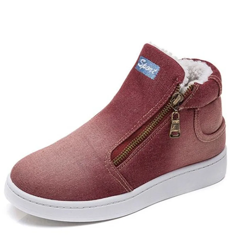 New snow boots designer fashion thick denim cotton shoes casual flat shoes non-slip wear-resistant design ankle boots for women - Цвет: 04