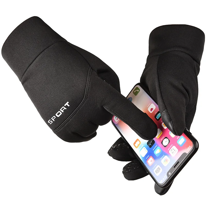 Winter Camping Velvet Gloves Touchscreen Running Anti-Skid Reflective Waterproof Women Warm Ski Cycling Sports Men's Gloves mens knit gloves