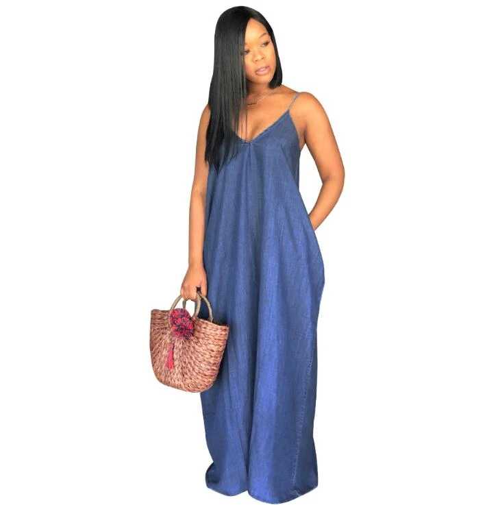plus size blue jean maxi dress