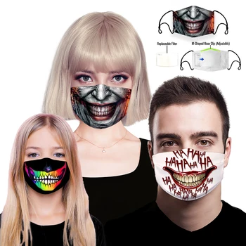 

2020 New Face Mask Reusable Adults Grimace Ghost 3D Printed Masks For Kids Children Dustproof Unisex Cotton PM2.5 Filter Mask
