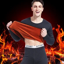 Горячая Распродажа, новое термобелье, мужские кальсоны, мужские, Осень-зима, рубашка+ штаны, комплекты, теплые, плотные, плюс бархат, размер M-4XL