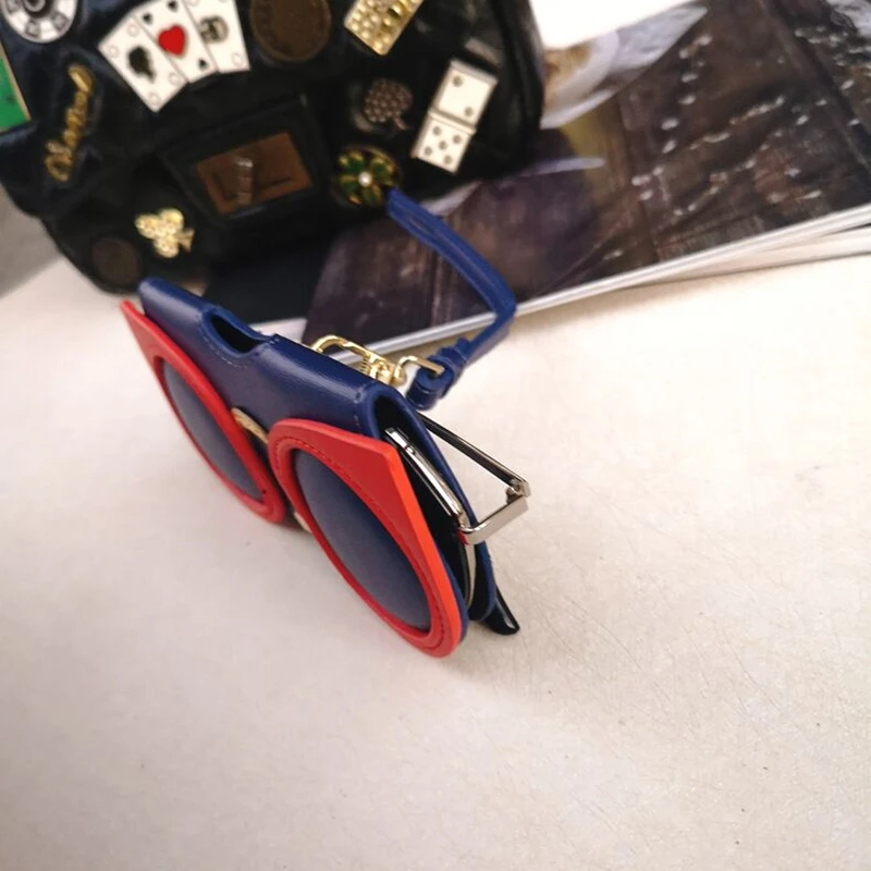 Футляр для очков из искусственной кожи с рисунком дьявола Ins, популярные милые женские солнцезащитные очки с мультяшным принтом, защита для хранения, уникальные чехлы для очков