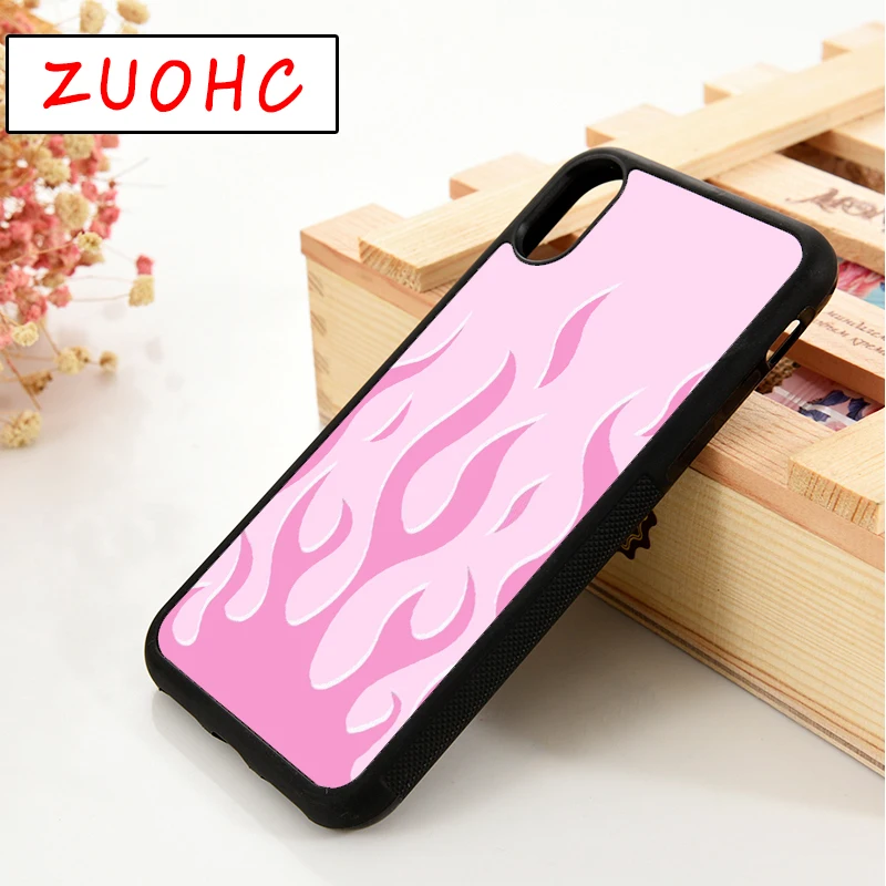 Indie Pink flame for iPhone 7 8 Plus X Xs 11 Pro Max XR Cow 5 5S SE 6 6S Soft TPU Silicone Rubber phone case cover | Мобильные