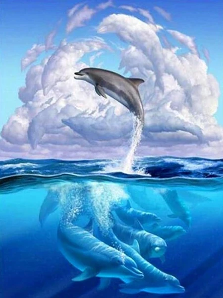 

Diamond Painting"Scenery dolphins" Square Rhinestone Diamond Embroidery Handmade Kits Cross Stitch Mosaic Patterns Home Decor