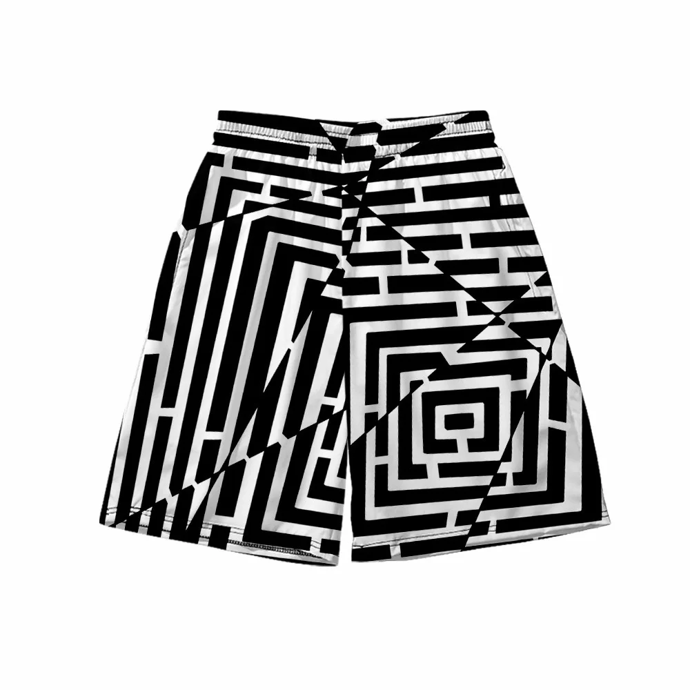 

Summer Men Lllusion Vertigo Digital Printed Beach Shorts Breathable Quick Dry Loose Casual Hawaii Shorts Plus Size 4XL