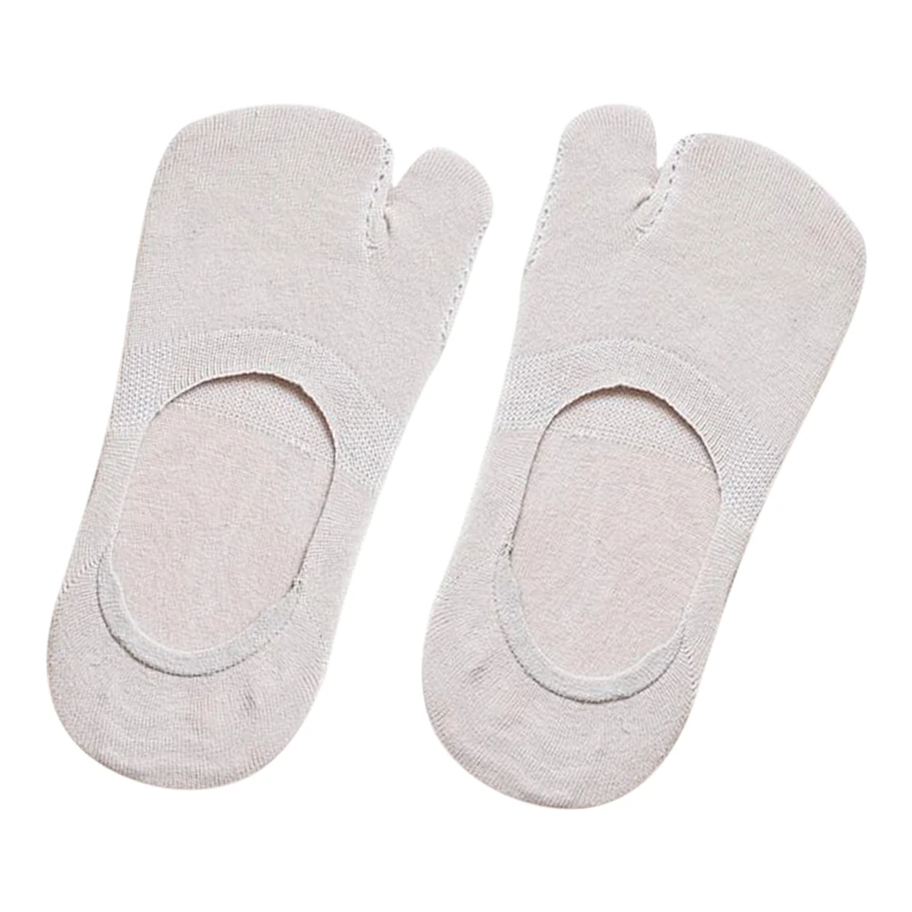 1 Pair Women No Show Socks Tabi Socks Non Slip Low Cut Boat Socks Summer Japanese solid color ladies  socks 2 toes