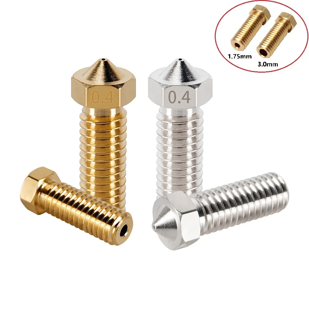 RAMPS 1pcs E3D V5 V6 Volcano Nozzle Brass 1.75mm Filament Hard Steel M6 Thread 0.2-1.2mm Hotend Nozzles 3D Printer Accessories