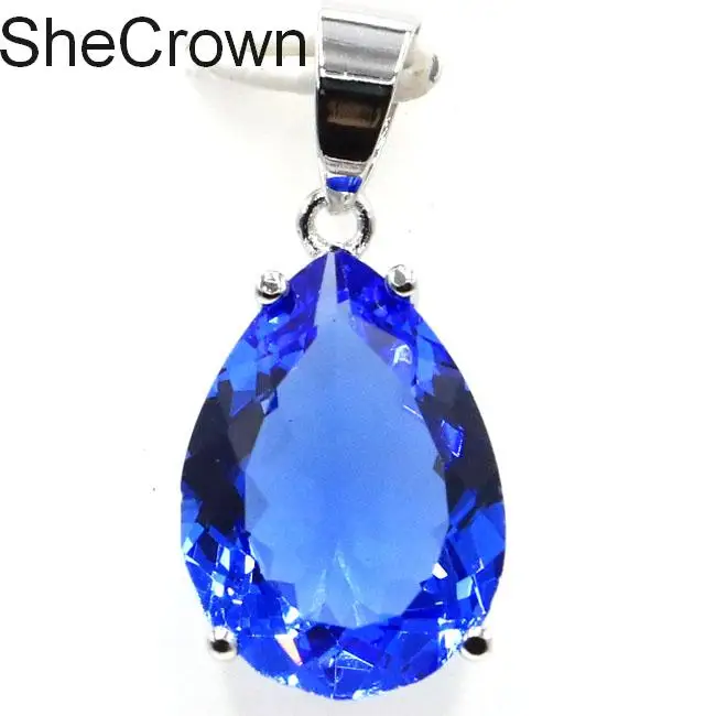 SheCrown Капля воды 18x13 мм фиолетовый танзанит розовый морганит цаворит Гранат Серебряный кулон 27x13 мм
