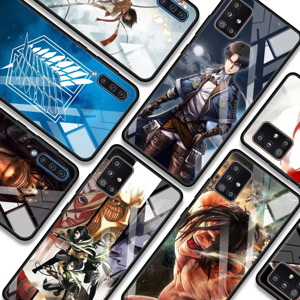 Glass Case For Samsung A51 A21s A71 A12 A31 A52 A32 A41 A11 A72 A91 A81 Transparent Attack On Titan Anime | Мобильные телефоны и