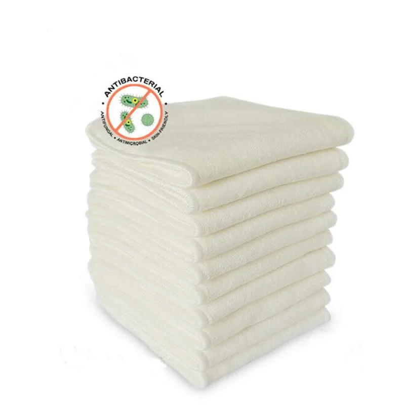 10PCS 4 Layers Bamboo & Microfibre Inserts For Baby Cloth Diaper Cover Reusable Washable Liners For Pocket Cloth Nappy