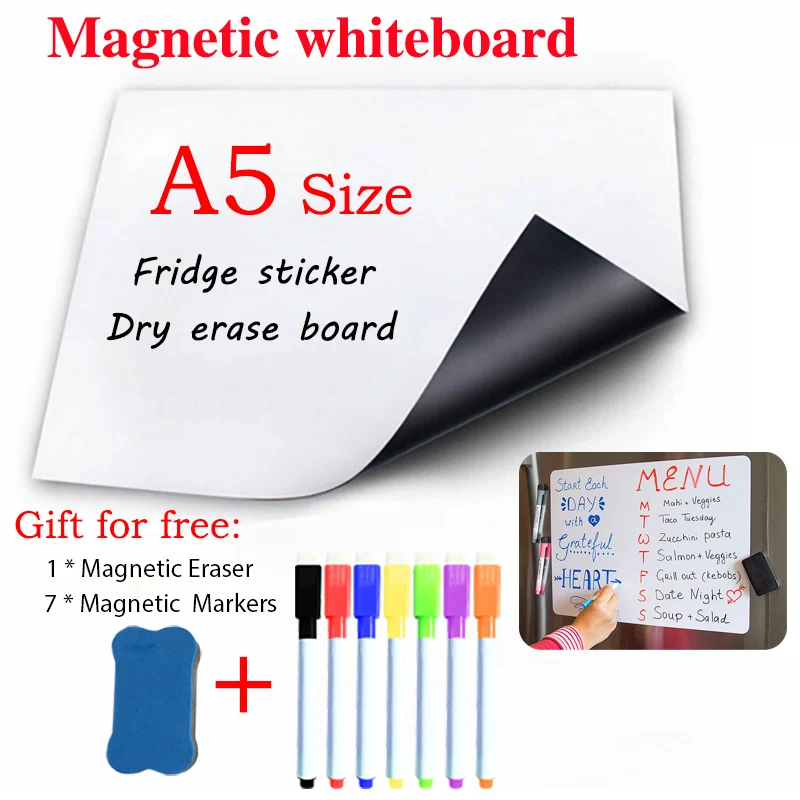 Lavagna Mini magnete formato A5 lavagna bianca piccola lavagna frigo  adesivi Menu lavagna a secco calendario Memo bacheca - AliExpress