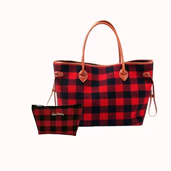 

Ladies Travel Portable Mother-In-Law Bag Fashion Casual Two-Color Plaid Ladies Tote Bags Ladies Shopping Shoulder Fashion Pack