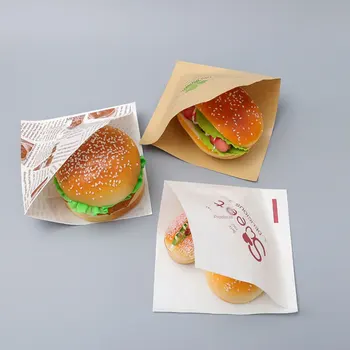

Bread Simple Wrist Bag Paper Bag Custom L-Shaped Open Sandwich Triangle Bag Baking Oil-Proof Packaging Bag
