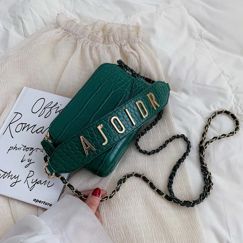 

Shoulder Bag Women's 2019 New Style Korean-style Retro Stone Pattern Hong Kong Style Shoulder Bag Fashion Chain Square Sling Bag