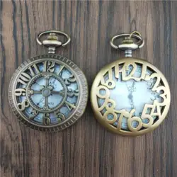Уникальные мужские и женские винтажные карманные часы римские цифры Fob стекло для часов циферблат ожерелье кулон часы время с цепочкой NewN