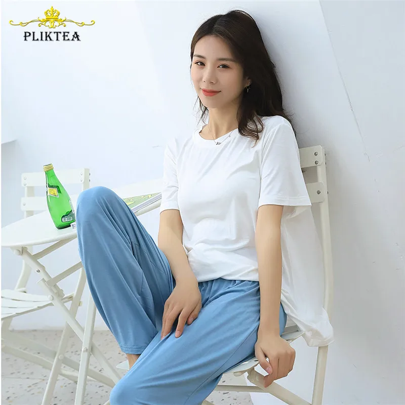 

Loose Casual Women's Modal Atoff Home Autumn Pajamas Set Female Sleepwear Modal Homewear Female Pajamas Autumn Home Cothes