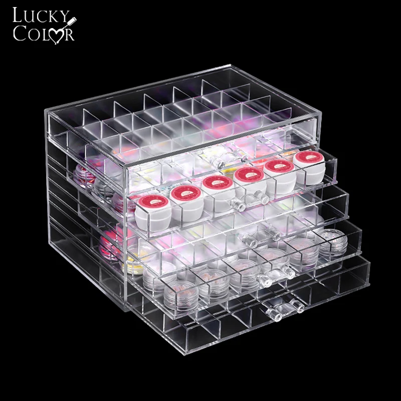 

120 Grids Desktop Acrylic Cosmetics Nail Polish Display Holder Plastic Box Container Case Lipstick Brushe Storage Box Nail Tool