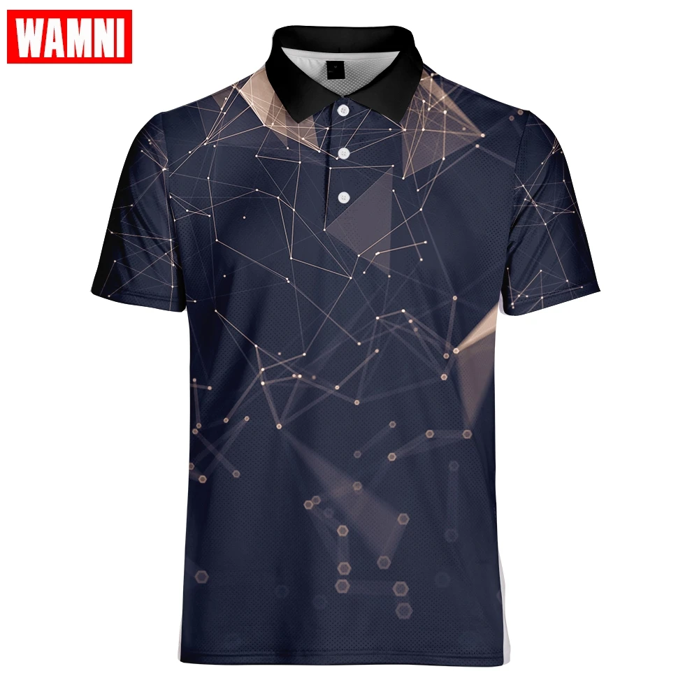 WAMNI 3D теннисная футболка, Повседневная Спортивная футболка для бадминтона, быстросохнущая свободная футболка с отложным воротником, Мужская Уличная рубашка-поло для джентльмена