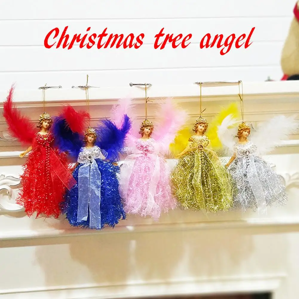 

Mini Angel Doll Christmas Tree Pendant With Feather Wings Christmas Home Window Decorations Kid Gift