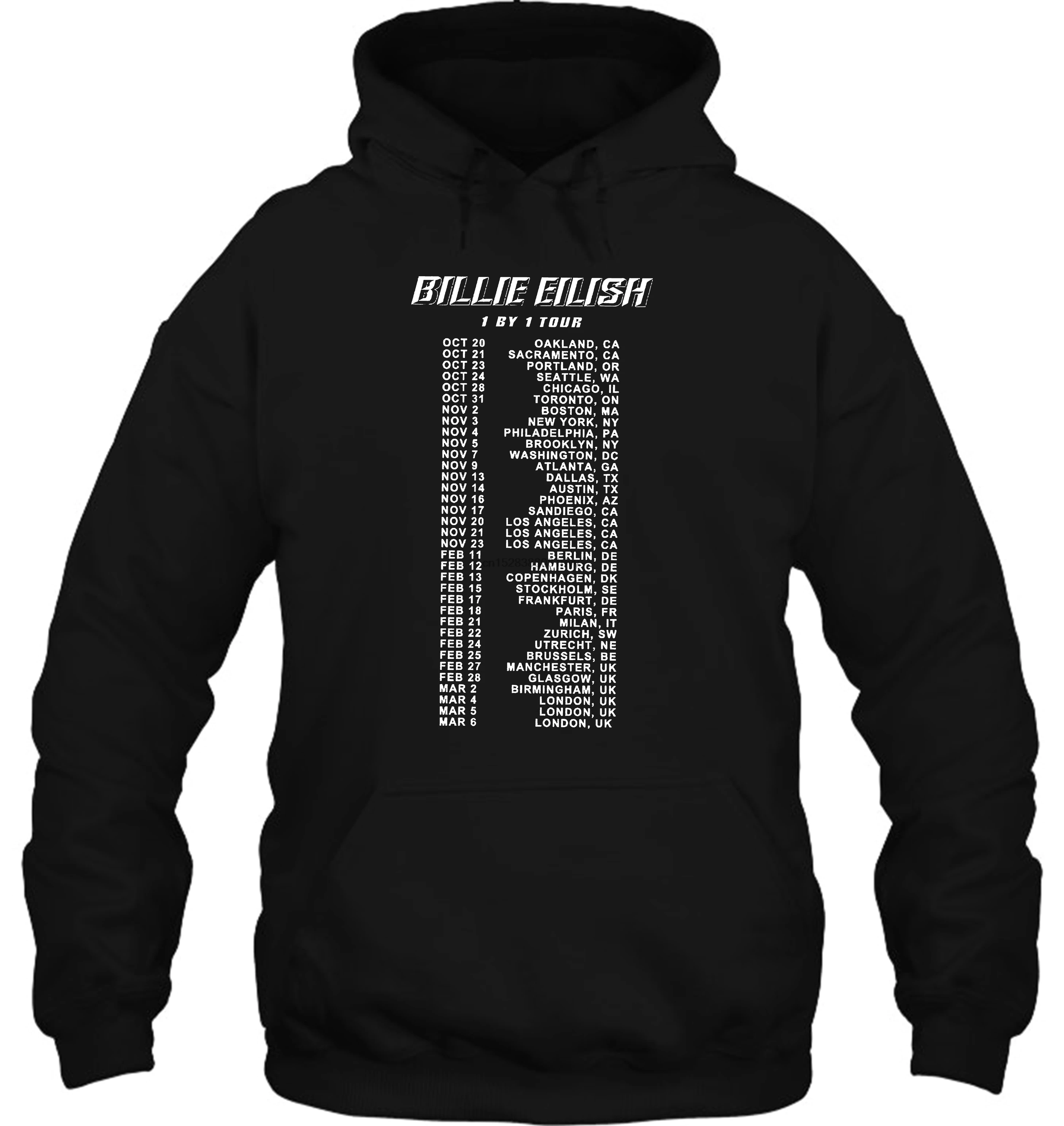 Мужская толстовка ограниченная Billie Eilish 1 By 1 Tour логотип Черный Размер S 5XL Женская уличная одежда