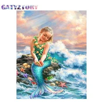 

GATYZTORY Embroidery 5D Diamond Painting The Little Mermaid Cross Stitch Picture Of Rhinestones Diamond Mosaic