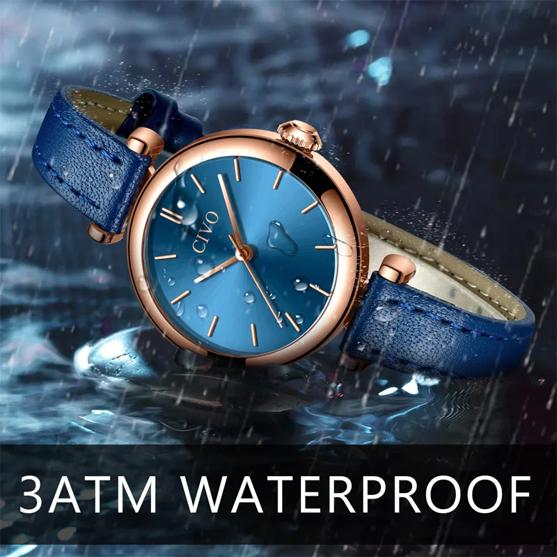 Najtaniej Montre Femme 2019 CIVO moda luksusowy zegarek kobiet skórzany pasek wodoodporny zegarek panie sukienka zegarek kwarcowy kobiet dziewczyna zegar na prezent