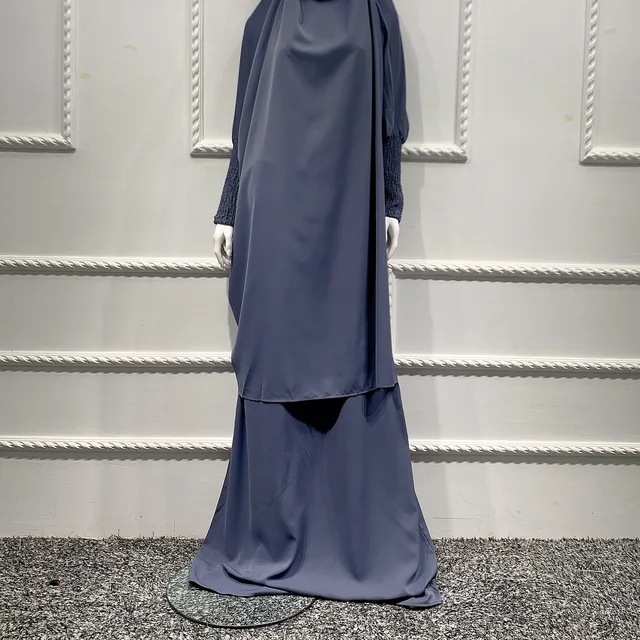 Ramadan Eid Prayer Garment Muslim Dress Hooded Abaya Jilbab Hijab Long Khimar Abayas for Women Dubai Islam Niqab Djellaba Burka Gray