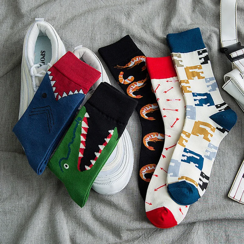 Носки в стиле ретро с рисунком, Забавные милые носки Харадзюку, носки для скейтборда в японском стиле, унисекс, для женщин и мужчин, забавные новые винтажные носки